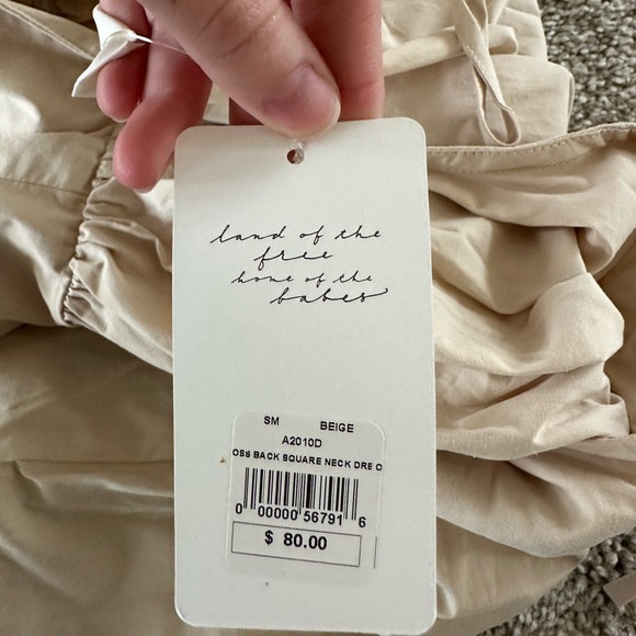 American threads carsyn open back tie midi dress beige size S - Picture 3 of 5